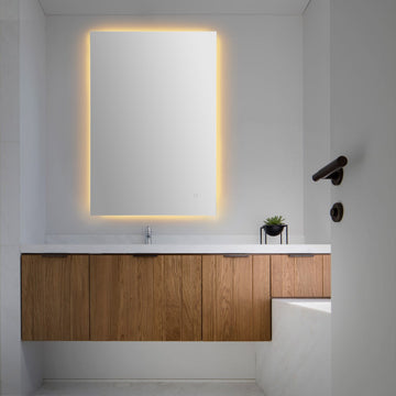 Nora Rectangular Frameless Anti-Fog Aluminum Back-lit Tri-color LED Bathroom Vanity Mirror with Smart Touch Control - JONATHAN Y